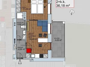 Pronájem bytu 2+kk, Praha, Na Výšince, 38 m2