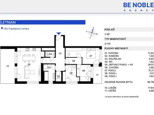 Prodej bytu 3+kk, Praha - Letňany, Vyletalova, 93 m2