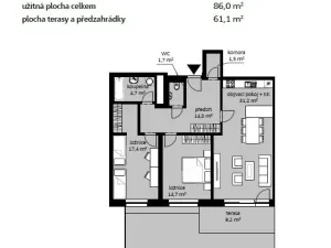 Pronájem bytu 3+kk, Praha - Vysočany, Pechmanových, 86 m2