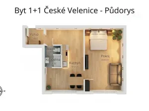 Pronájem bytu 1+1, České Velenice, Sídliště na Sadech, 44 m2