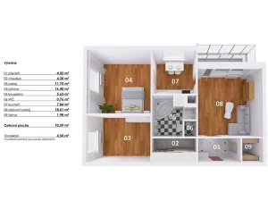 Pronájem bytu 3+1, Praha - Hlubočepy, Pražského, 76 m2