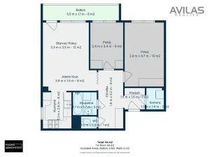 Prodej bytu 3+1, Praha - Lhotka, Mezilesní, 64 m2