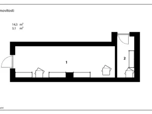 Pronájem kanceláře, Pardubice, Chrudimská, 149 m2