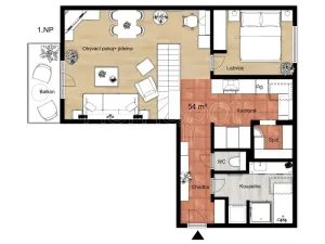 Prodej bytu 2+kk, Praha - Letňany, Křivoklátská, 54 m2