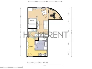 Pronájem bytu 1+kk, Praha - Motol, Jeřabinová, 43 m2