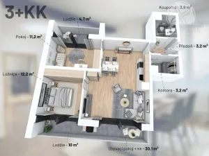 Prodej bytu 3+kk, Praha - Vysočany, V Předním Hloubětíně, 82 m2