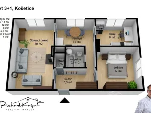 Prodej bytu 3+1, Košetice, 65 m2