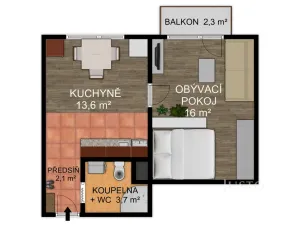 Prodej bytu 1+1, Písek - Budějovické Předměstí, třída Přátelství, 38 m2
