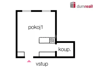 Pronájem bytu 1+kk, Praha - Smíchov, Kmochova, 25 m2
