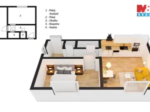 Pronájem bytu 2+kk, Benešov, Rubešova, 47 m2