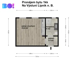 Pronájem bytu 1+kk, Lipník nad Bečvou, Na Výsluní, 33 m2