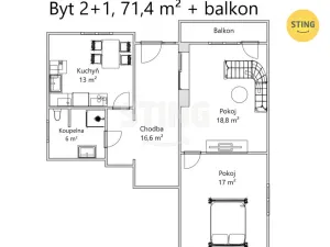Pronájem bytu 2+1, Topolná, 71 m2