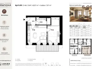 Prodej bytu 2+kk, Praha - Smíchov, Grafická, 52 m2