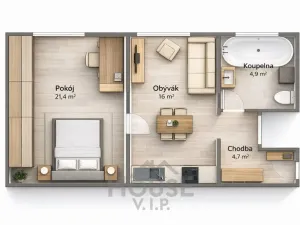 Prodej bytu 2+kk, Praha - Košíře, Slávy Horníka, 47 m2
