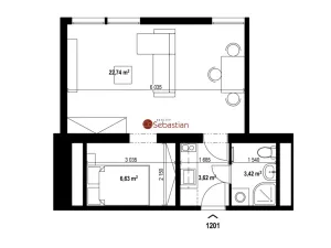 Pronájem bytu 1+1, Teplice - Trnovany, Antonína Sochora, 36 m2