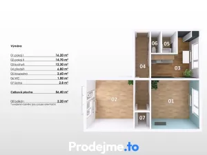 Prodej bytu 2+1, Hustopeče, Svat. Čecha, 56 m2