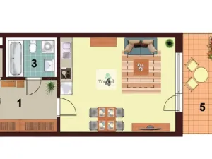 Pronájem bytu 1+kk, Praha - Košíře, Česká, 43 m2