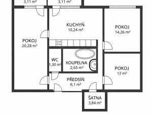 Prodej bytu 3+1, Brno, Poznaňská, 71 m2
