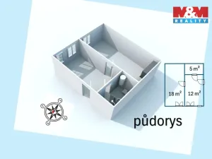 Pronájem bytu 2+kk, Kolín - Kolín I, Husova, 35 m2