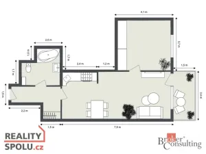 Pronájem bytu 2+kk, Liberec - Liberec VI-Rochlice, Nádvorní, 56 m2