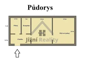Prodej bytu 2+1, Trhové Sviny, Branka, 51 m2