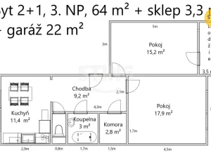 Prodej bytu 2+1, Otrokovice, tř. Spojenců, 60 m2