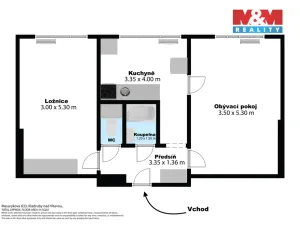 Prodej bytu 2+1, Kralupy nad Vltavou - Lobeček, Masarykova, 48 m2