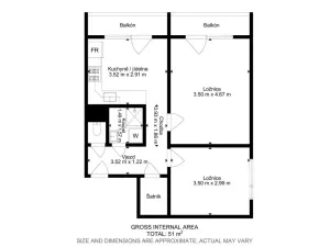 Prodej bytu 2+1, Brno - Žabovřesky, Záhřebská, 55 m2