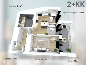 Pronájem bytu 2+kk, Třebíč, Tomáše Bati, 55 m2