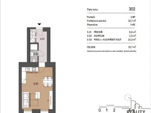 Pronájem bytu 1+kk, Brno, Vlhká, 33 m2