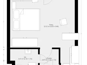 Pronájem bytu 1+kk, Brno - Zábrdovice, Francouzská, 30 m2