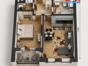 Pronájem bytu 2+kk, Praha - Uhříněves, Karla Guta, 49 m2