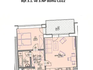 Prodej bytu 2+kk, Brno, Chvalovka, 49 m2