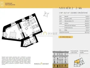 Prodej bytu 2+kk, Praha - Vinohrady, Pod Karlovem, 63 m2