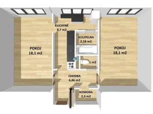Prodej bytu 2+1, Dobřany, Sokolovská, 57 m2