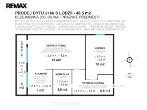 Pronájem bytu 2+kk, Bílina - Pražské Předměstí, Bezejmenná, 48 m2