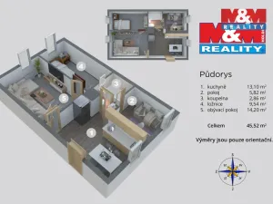 Prodej bytu 2+1, Děčín, Kamenická, 45 m2