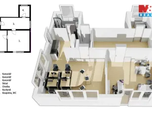 Pronájem kanceláře, Hradec Králové - Slezské Předměstí, Luční, 77 m2