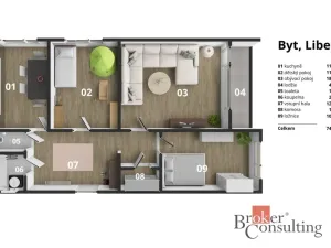 Prodej bytu 3+1, Liberec - Liberec VI-Rochlice, Halasova, 74 m2