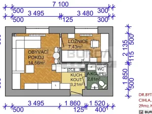 Pronájem bytu 2+kk, Neratovice, 28 m2