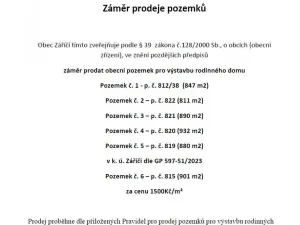 Prodej pozemku pro bydlení, Záříčí, 847 m2