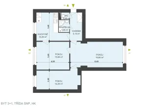Pronájem bytu 3+1, Hradec Králové, třída SNP, 64 m2