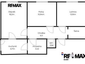Prodej bytu 3+1, Brno, Loosova, 65 m2