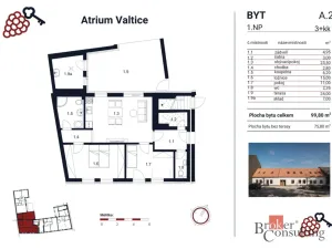 Pronájem bytu 3+kk, Valtice, P. Bezruče, 99 m2