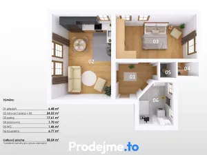 Pronájem bytu 2+kk, Praha - Smíchov, U Pernikářky, 59 m2