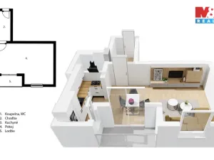 Pronájem bytu 1+kk, Přelouč, Edvarda Beneše, 38 m2