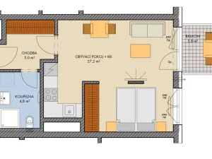 Prodej bytu 1+kk, Kralupy nad Vltavou, Purkyňovo nám., 38 m2