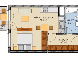 Prodej bytu 1+kk, Praha - Dolní Měcholupy, Honzíkova, 40 m2