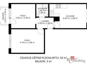 Prodej bytu 2+1, Židlochovice, Masarykova, 54 m2