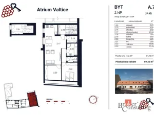 Prodej bytu 3+kk, Valtice, P. Bezruče, 89 m2